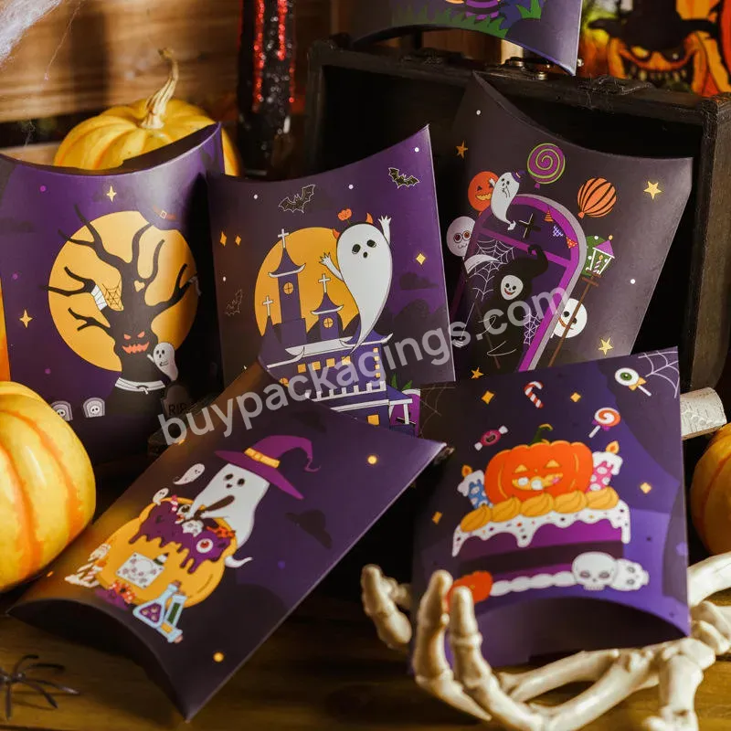 Halloween Pillow Shaped Candy Gift Box Creative Cartoon White Cardboard Funny Chocolate Gift Packaging Paper Box - Buy Halloween Box,Packaging Box,Gift Paper Box.