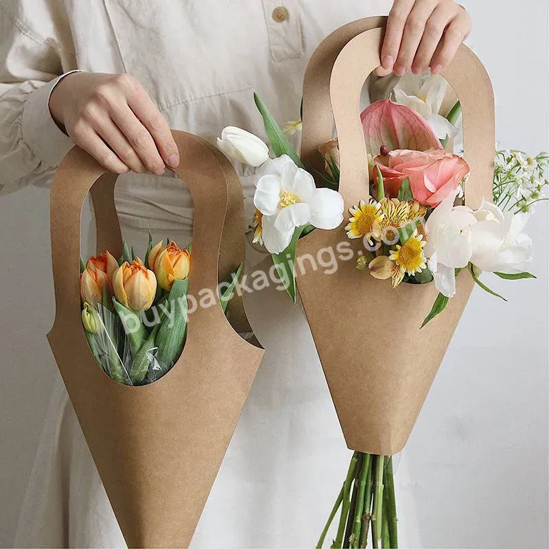 Handle Kraft Paper Flower Bags Flowers Wrapping Gift Flower Packaging Boxes For Home Wedding Party Decoration - Buy Kraft Paper Flowers Packing Bag Portable Flower Box,Handle Kraft Paper Flower Bags,Flowers Wrapping Gift Flower Packaging Boxes For Ho