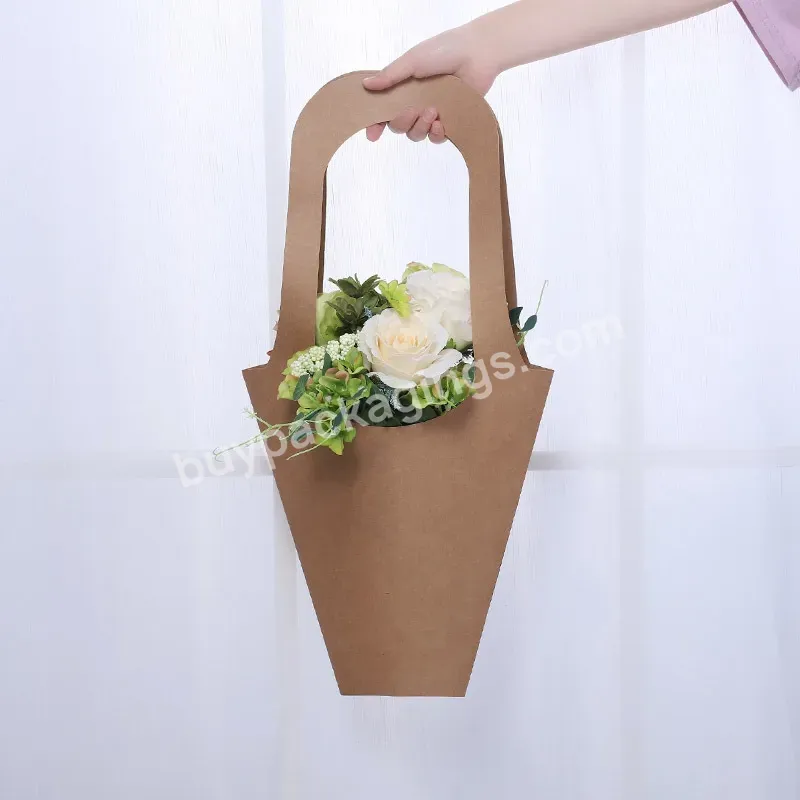 Handle Kraft Paper Flower Bags Flowers Wrapping Gift Flower Packaging Boxes For Home Wedding Party Decoration - Buy Kraft Paper Flowers Packing Bag Portable Flower Box,Handle Kraft Paper Flower Bags,Flowers Wrapping Gift Flower Packaging Boxes For Ho