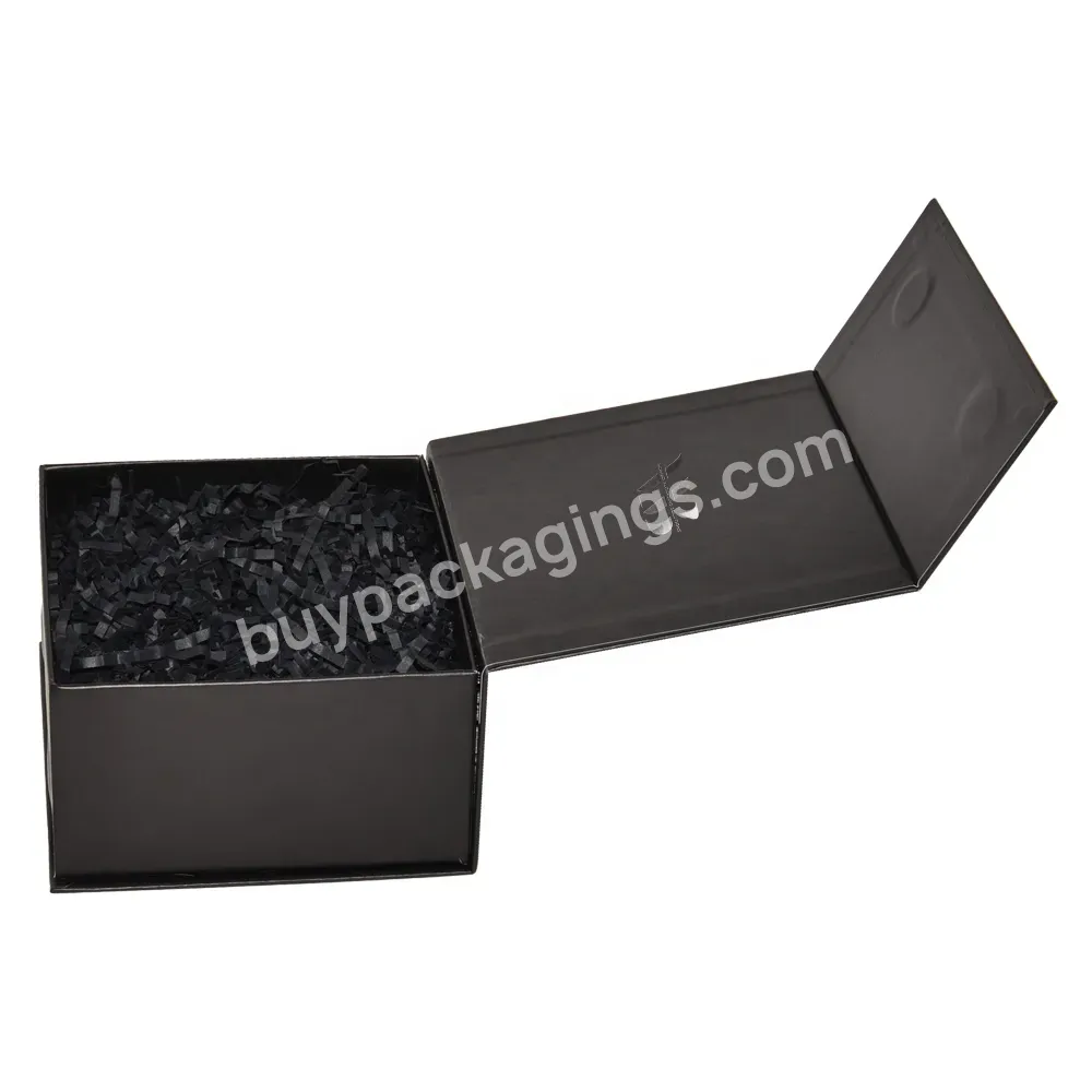 High End Embossed Logo Gold Foil Black Magnetic Packaging Paper Box For Cosmetic Skincare Set Packaging With Insert