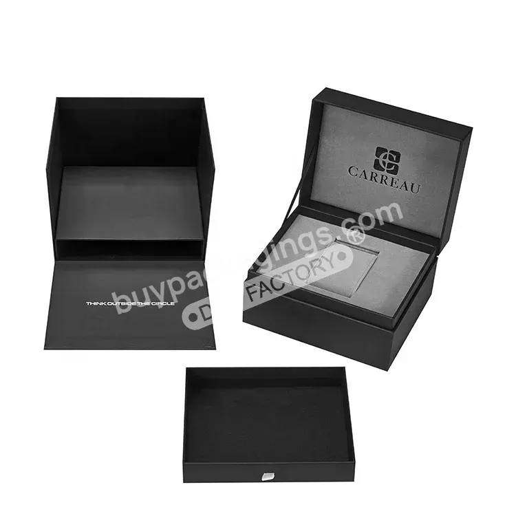 High End Luxury Customized Rigid Cardboard Velvet Eva Foam Gift Packaging Display Watch Set Box Custom Logo With Drawer Storage