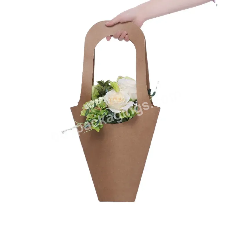 High Fashion Ecofriendly Environmental Protected Flower Packaging Kraft Paper Handbag For Wedding Or Valentine - Buy Bestselling Simple Design Kraft Paper Bag For Private Brand Bread Packaging With Handle,Wholesale Black Brown Custom Color Clothing P