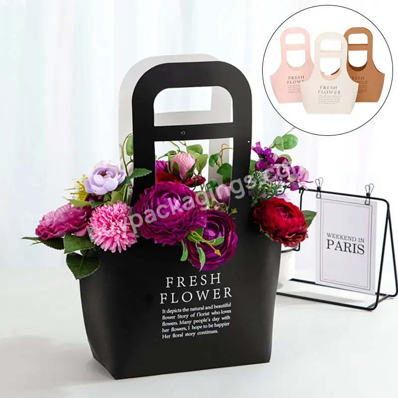 High Fashion Ecofriendly Environmental Protected Flower Packaging Kraft Paper Handbag For Wedding Or Valentine