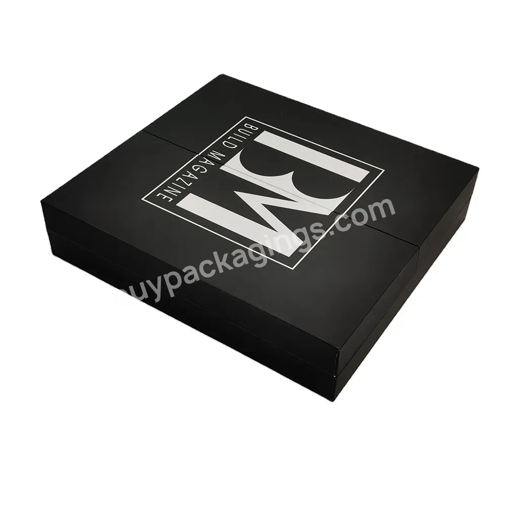 High Fashion Simple Design Black Matte Double Door Open Cardboard Box With Logo Printed For Luxury Jewelry Packaging