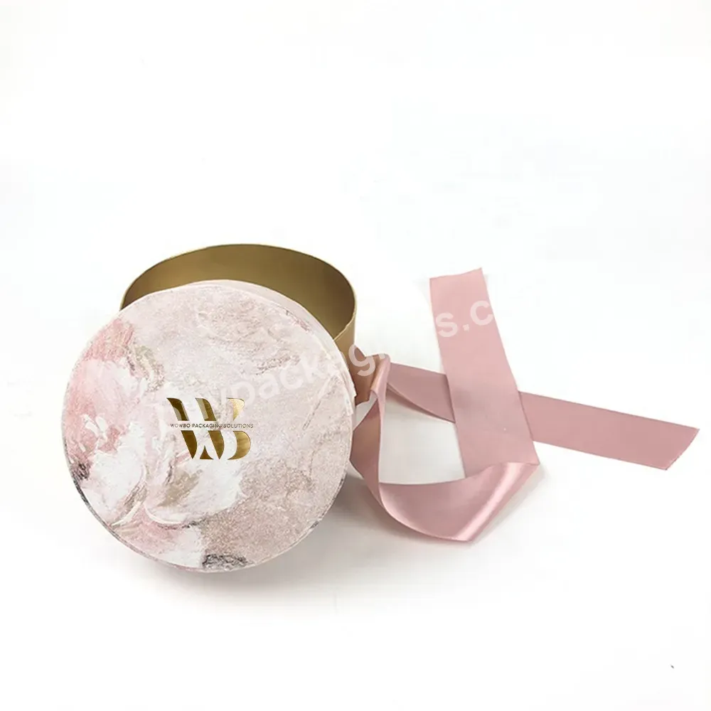 High Quality Custom Logo Printing Pink Round Paper Box Oil Cosmetic Gift Box With Embossed Logo Gold Foil