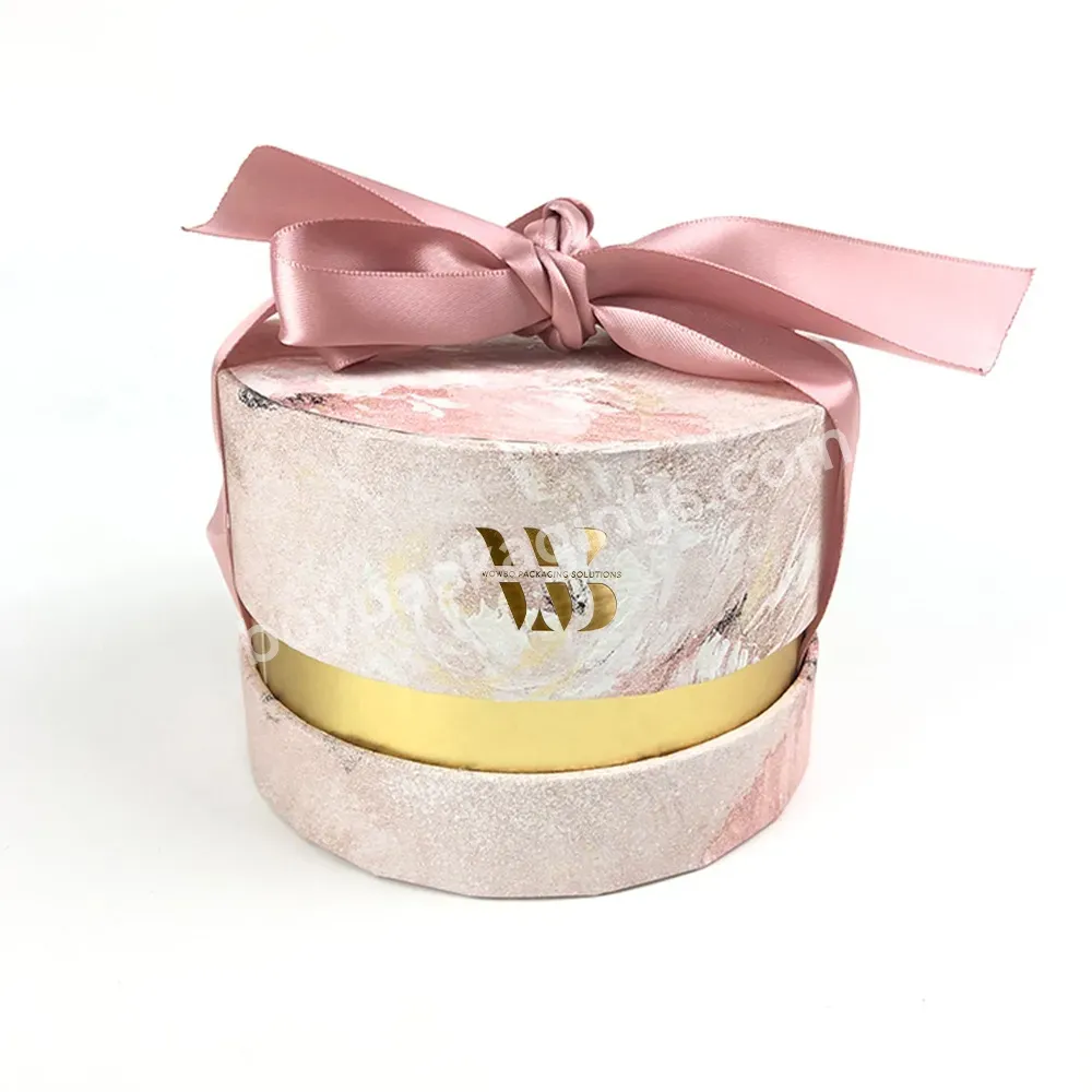 High Quality Custom Logo Printing Pink Round Paper Box Oil Cosmetic Gift Box With Embossed Logo Gold Foil