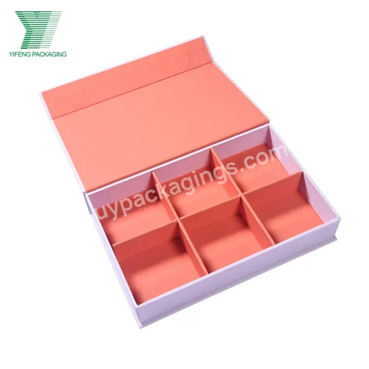 High Quality Flip Top White Cardboard Candy Packaging Magnetic Box Chocolate Gift Box With Divider