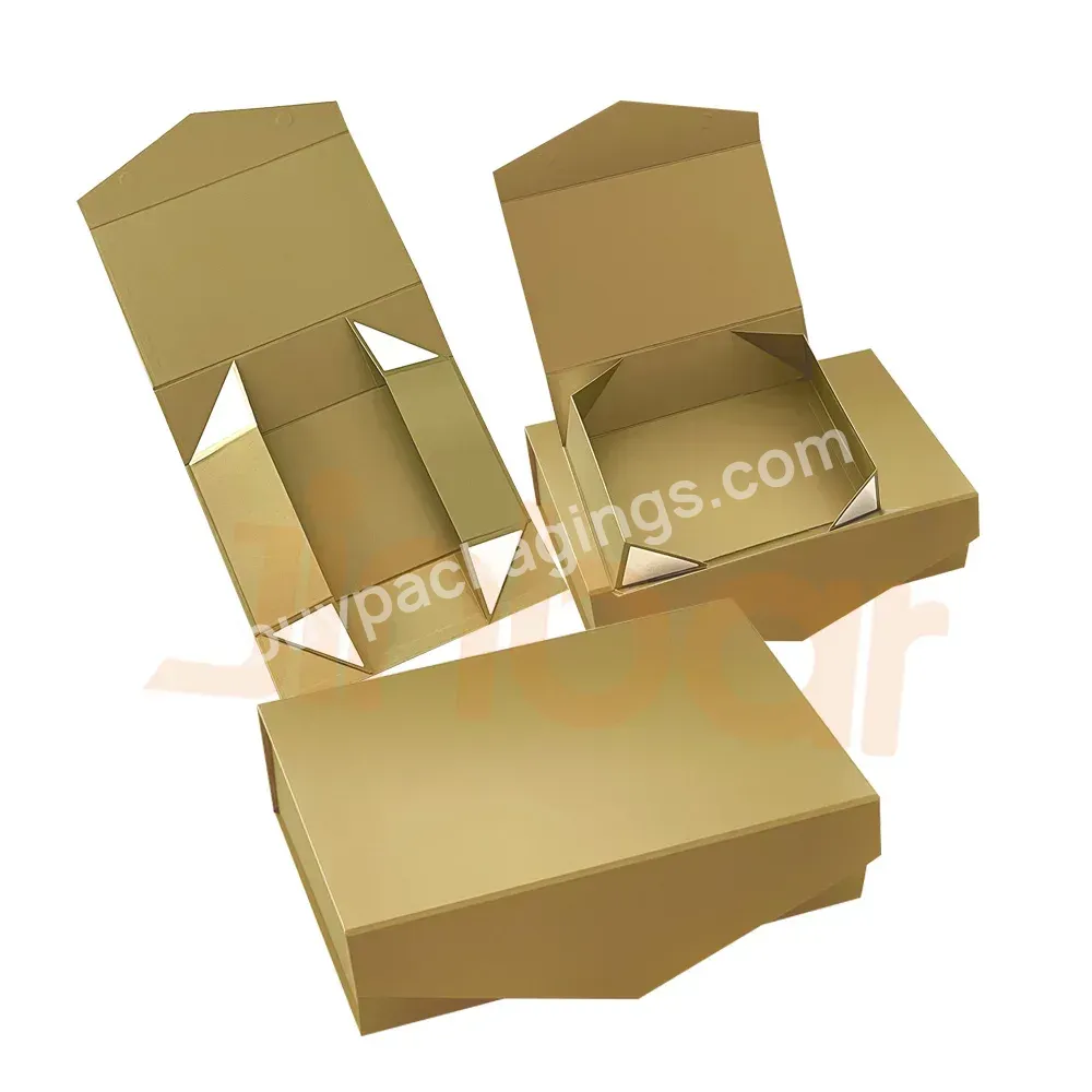 High-quality Gift Wrapping Gold Cosmetic Box Packaging Wide Toe Box Barefoot Shoes Garments Rigid Rectangle Gold Jewelry Box