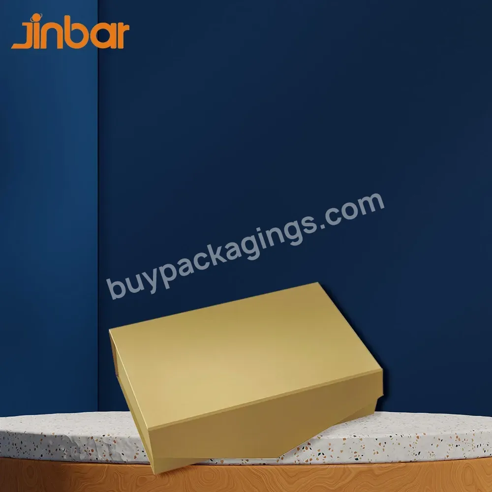 High-quality Gift Wrapping Gold Cosmetic Box Packaging Wide Toe Box Barefoot Shoes Garments Rigid Rectangle Gold Jewelry Box