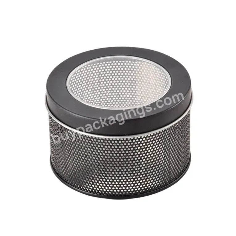 High Quality Round Shape Tiny Metal Tin Cans With Pvc Window Mesh Lid Watch Tin Box Packaging