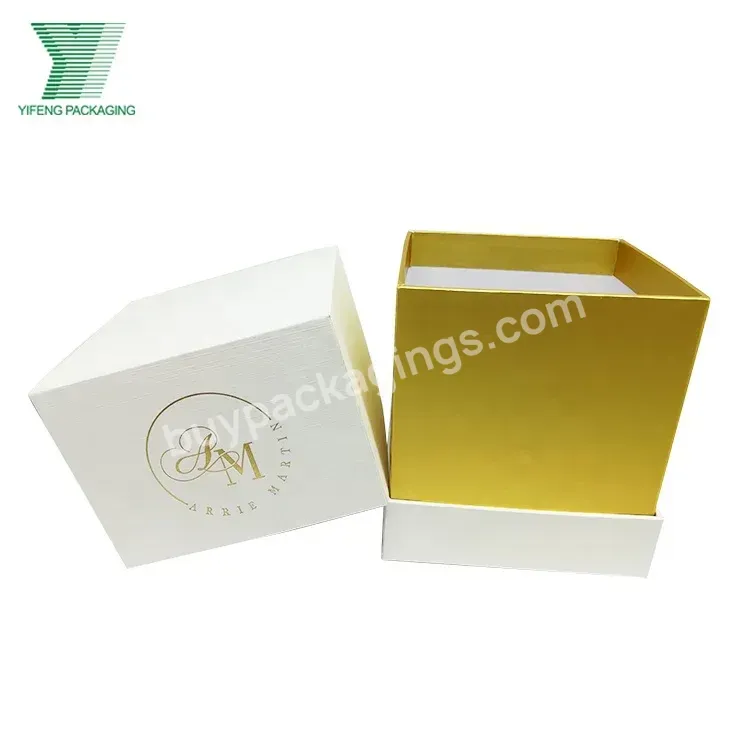 High Quality White Color Customized Gold Foil Logo Printed Rigid Candle Jars Packaging Gift Box