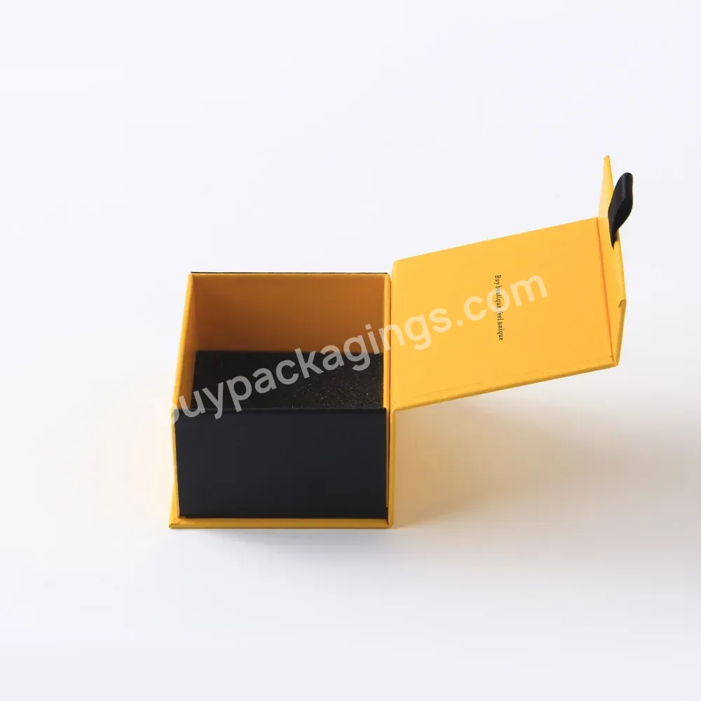 Hot Sale Yellow Color Mini Magnetic Paper Led Leather Luxury Storage Necklace Wooden Travel Custom Paper Jewelry Box