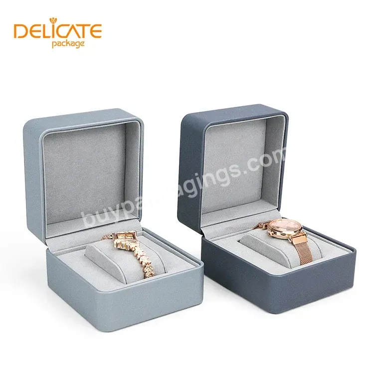 Hot Selling High Quality Luxury Blue Watch Box Simple Elegant Watch Box Women Gift Custom Logo Own Brand Pu Leather Watch Boxes