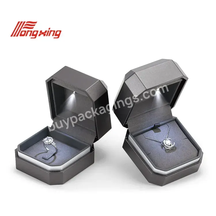 Jewellery Packaging Custom Logo Jewelry Light Box Grey Proposal Ring Box Led Light Pendant Box