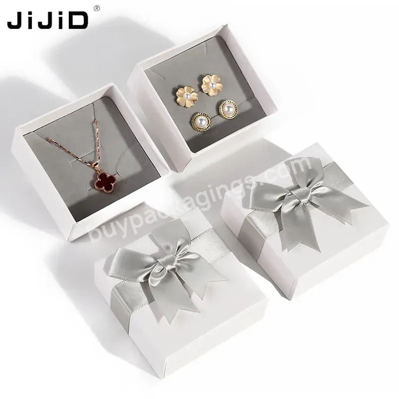 Jijid Custom Logo Luxury Jewelry Packaging Gift Box Velvet White Magnetic Jewelry Travel Packaging Ring Paper Box Jewelry Boxes