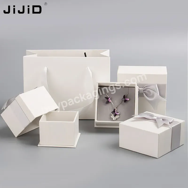 Jijid Custom Logo Luxury Jewelry Packaging Gift Box Velvet White Magnetic Jewelry Travel Packaging Ring Paper Box Jewelry Boxes