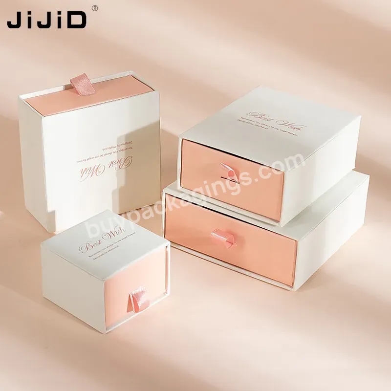 Jijid Custom Small Pink Paper Cardboard Ring Drawer Packaging Jewelry Box And Bag With Logo Printed - Buy Bracelet Slide Out Jewerly Small White Sliding Cardboard Ring Gift Packaging Custom Jewellery Box And Pouch With Logo Printed,Jewelry Packaging,