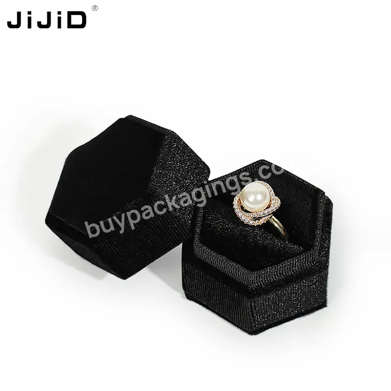 Jijid Cute Hexagon Wholesale Velvet Luxury Jewelry Packaging Ring Velvet Jewellery Box