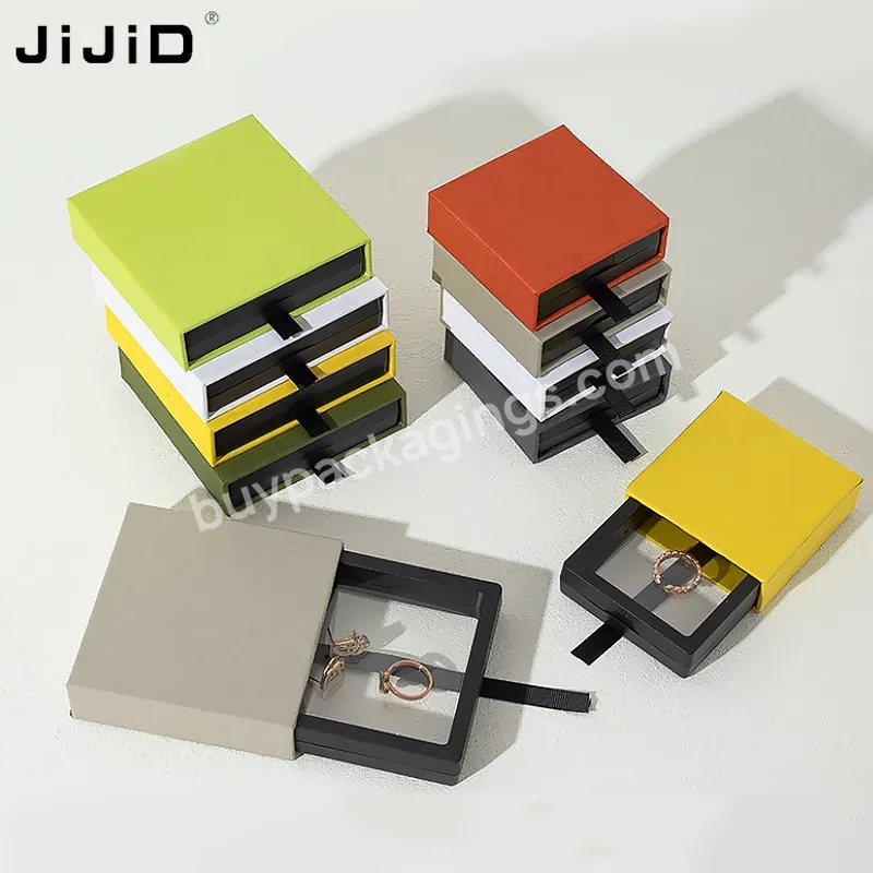 Jijid Pink Paper Cardboard Slide Out Suspended Floating Ring Packaging Case Necklace Earring Jewelry Storage Gift Boxes Set