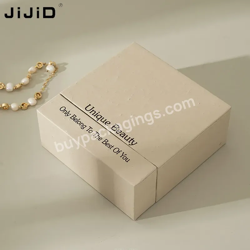 Jijid Small White Paper Cardboard Necklace Ring Drawer Packaging Organizer Jewelry Gift Box Jewel Bag With Logo Printed