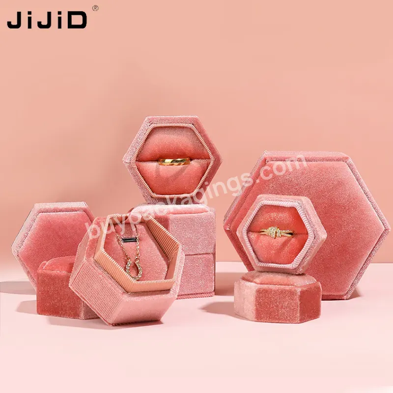 Jijid Stock Hexagon Pink Valentines Velvet Ring Box Luxury Jewelry Packaging Vintage Double Ring Packaging Jewelry Box - Buy Packaging Jewelry Box,Vintage Double Ring Black Packaging Jewelry Box,Pink Valentines Item Packaging Jewelry Box.