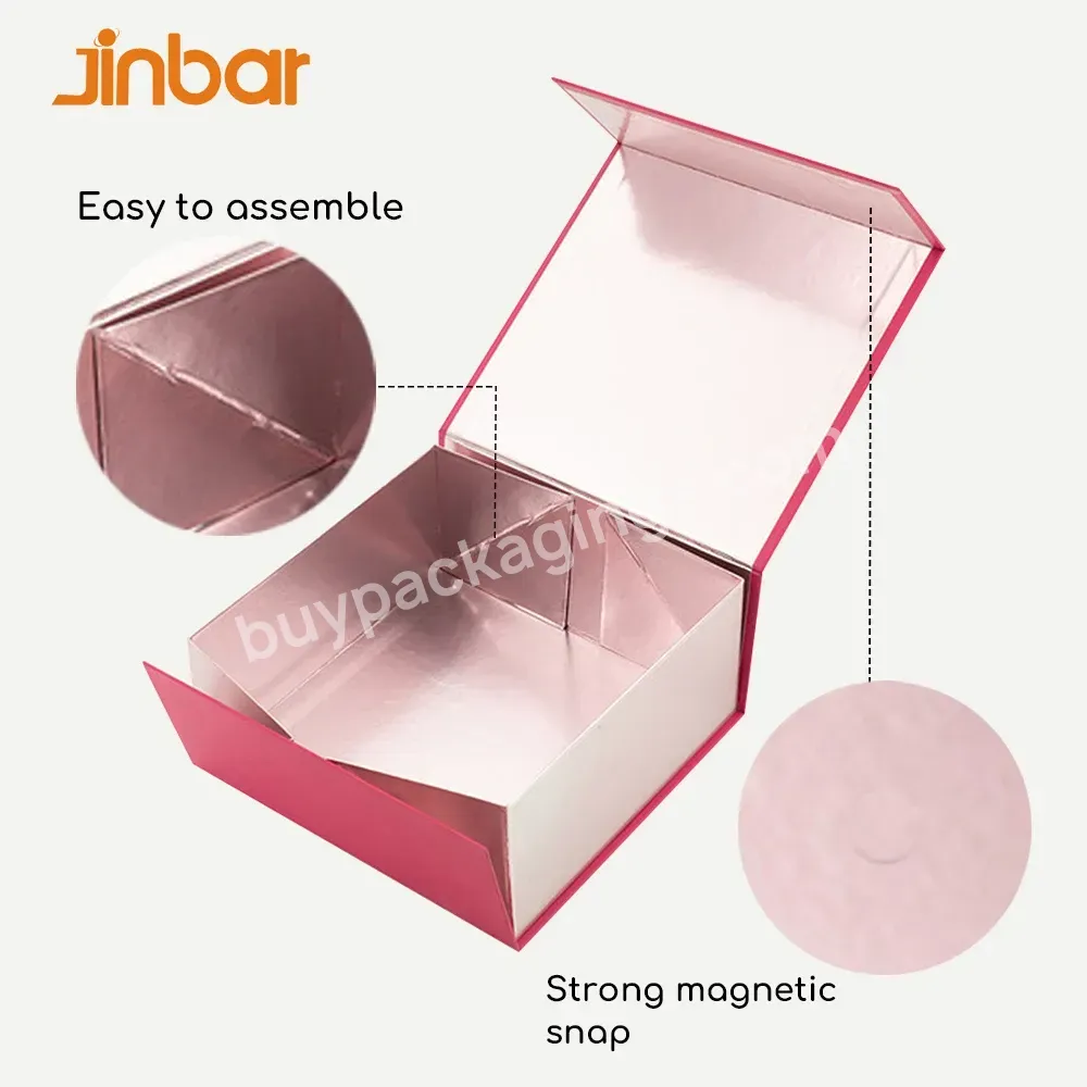 Jinbar Custom Rigid Apparel Boxes Pink Eyelash Packaging Insert Plant Facility Specialty Gifts Gold Foil Embossing Print Perfume