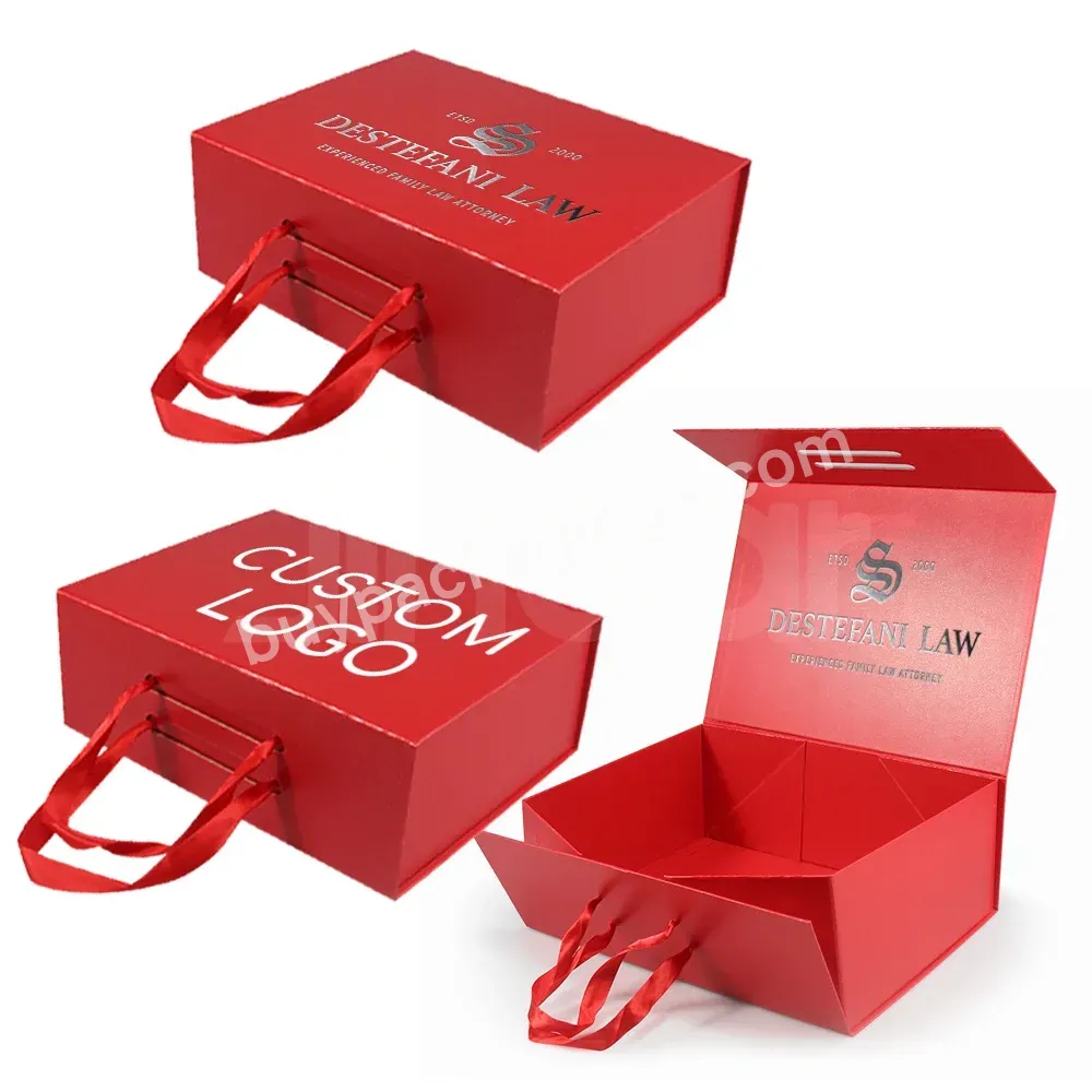 Jinbar Customized Logo Red Hard Cardboard Cosmetic Magnet Gift Packaging Box Holographic Paper Laminated Rigid Boxes Perfume