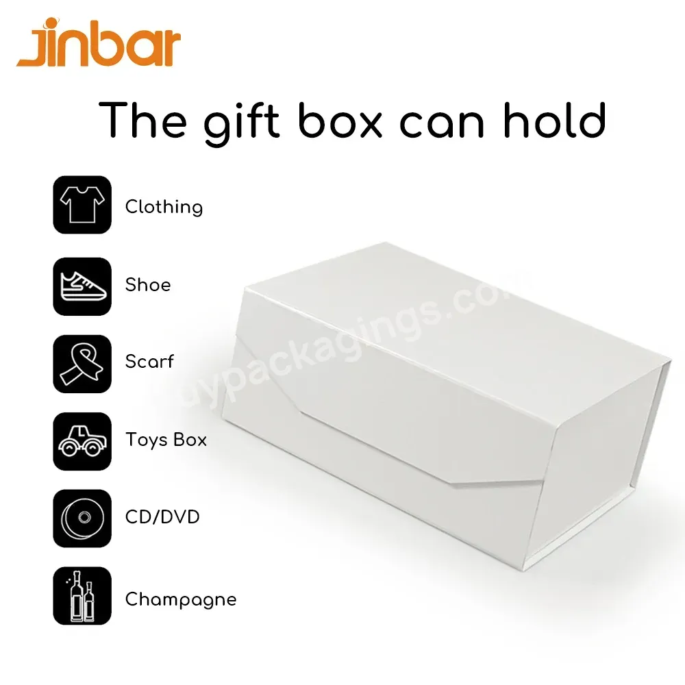 Jinbar Exquisite Costume Paper Box Eyeshadow Palette White Box Rigid Glossy Reusable Magnetic Gift Box For Birthdays Invitation