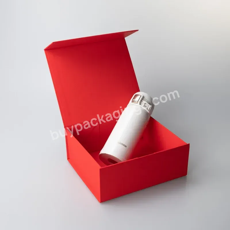 Jinbar Factory Wholesale Multi Size Stock Customized Logo Red Magnetic Folding Box For Sweater T-shirt Tie - Buy Custom Boxes With Logo,Custom Cardboard Boxes Logo,Red Corrugated Boxes.