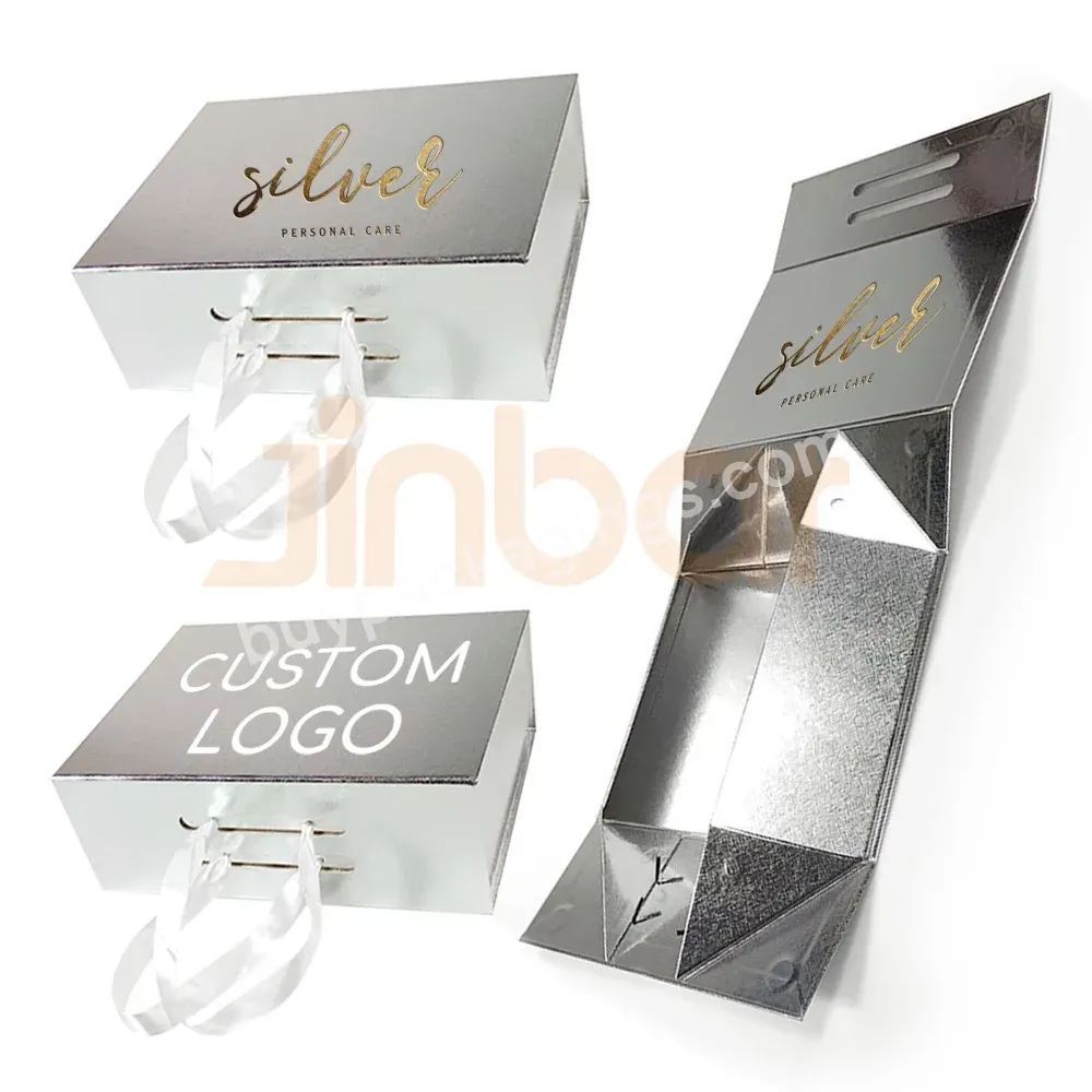 Jinbar Innovative Packaging Silver Garments Recycle Paper Box Wholesale Shoe Boxes For Wine Glasses With Ribbon Handle - Buy Wholesale Shoe Boxes,Boxes For Wine Glasses,Recycle Paper Box.