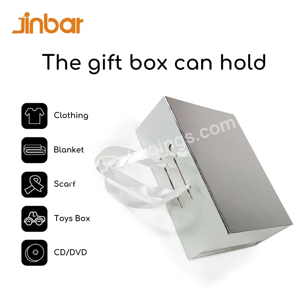 Jinbar Innovative Packaging Silver Garments Recycle Paper Box Wholesale Shoe Boxes For Wine Glasses With Ribbon Handle - Buy Wholesale Shoe Boxes,Boxes For Wine Glasses,Recycle Paper Box.