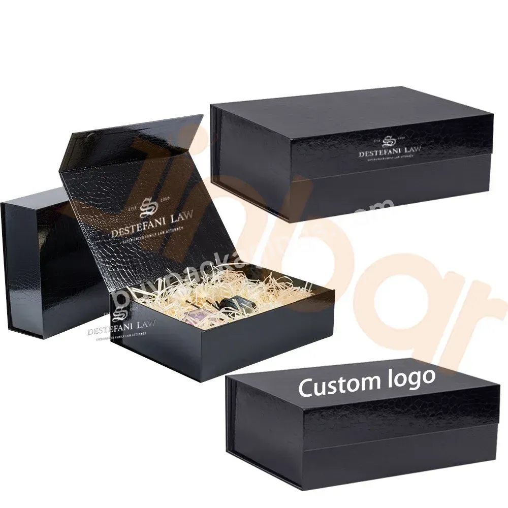 Jinbar Luxury Garment Gift Boxes Black Sturdy Gift Box 250mm Emballage Pour Soins De La Peau Gift Packing Boxes Cardboard Paper