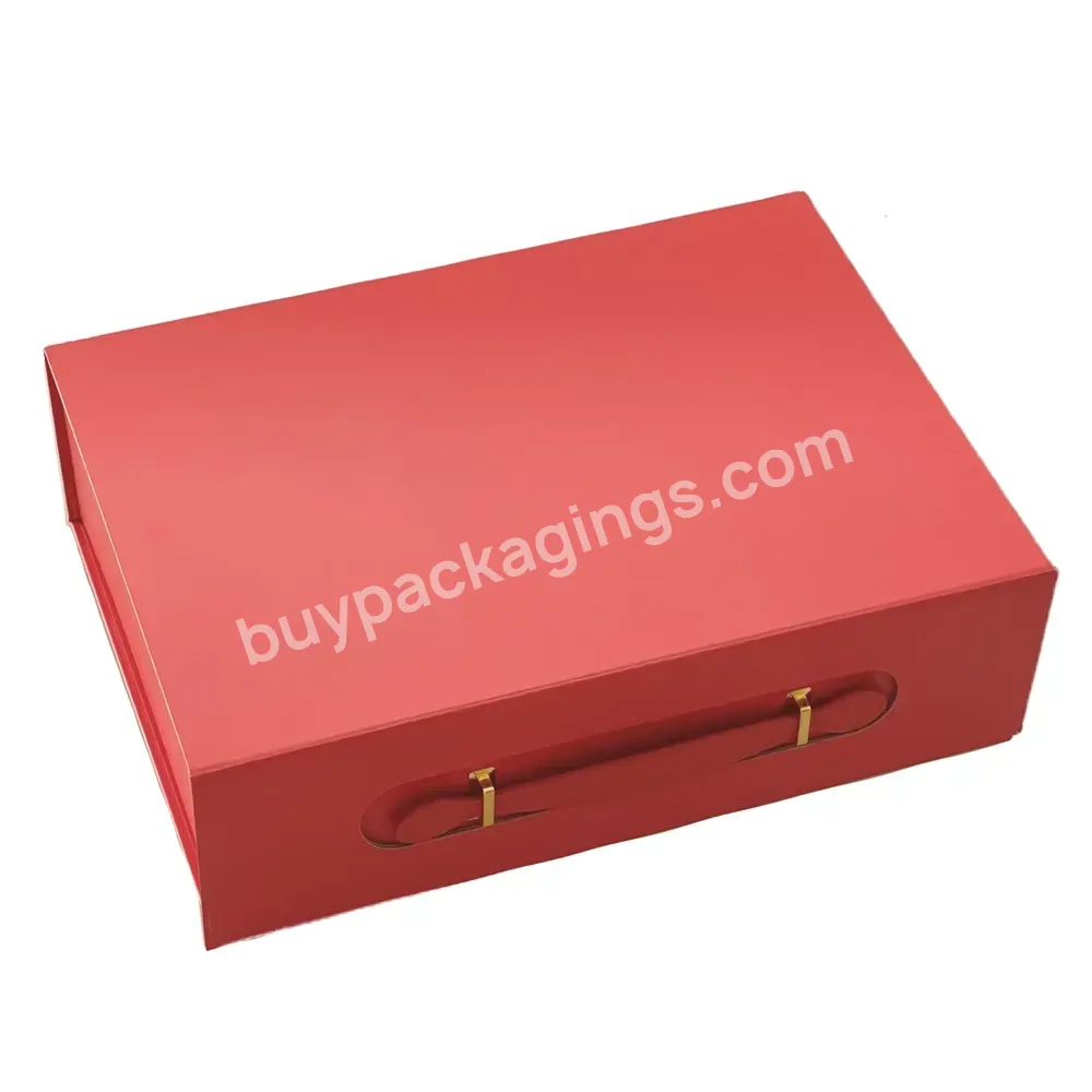 Jinbar New Foldable Business Gift Red Suitcase Shaped Paper Box With Leather Handles - Buy Leather Belt Cardboard Gift Box,Rectangular Paper Gift Boxes With Lid,Paper Cardboard Suitcase Box With Handle.