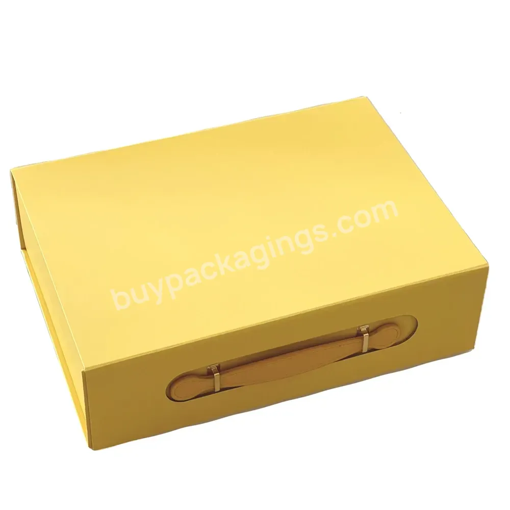 Jinbar New Foldable Business Gift Yellow Suitcase Shaped Paper Box With Leather Handles - Buy Paper Folding Gift Box,Suitcase Shaped Paper Box,Box With Leather Handles.