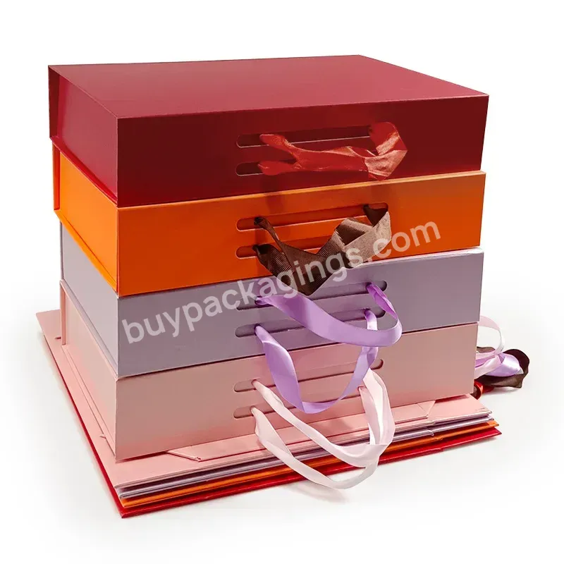 Jinbar Red Gift Packaging Boxes With Ribbon Handle Closure For Box Bottles Gift