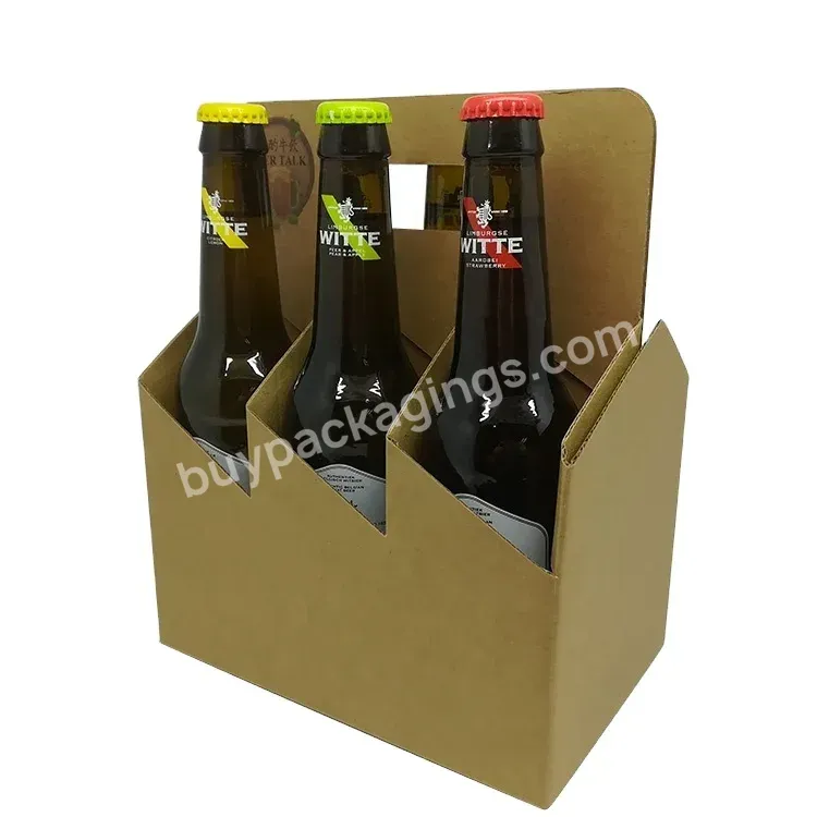 Kraft Corrugated Foldable Box Packaging 6 Pack Beer Carrier Packaging Rigid Corrugated Cardboard Boxes Wine Box With Handle - Buy Custom Red Wine Glass Box Packaging Gift Box 6 Pack/bottle Beer Carrier Box,High Quality Custom Shipping Mailer Box 6 Bo