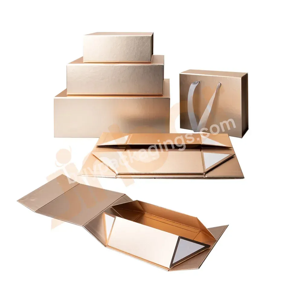 Logo Printing Diy Your Brand Rigid Gift Boxes Wig Packing Hair Extension Box Gold Foil Shipping Boxes With Handle