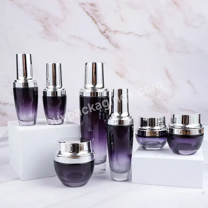 Low Moq 20g 30g 50g 20ml 30ml 50ml 120ml Purple Black Glass Cosmetic Jars Luxury Skincare Packaging Set - Buy Glass Cosmetic Jars,Cosmetic Glass Jar,Skincare Packaging Set.