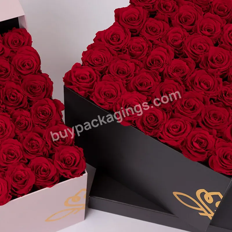 Low Moq Luxury Valentines New Eve Xmas Day Square Shape Flower Flowers Bouquet Paper Boxes With Foam Insert Preserved Roses - Buy Small Geschenk Boutique Top Quality Bodysuits Gym Lingerie Paperboard Hexagon Shaped Flap Gift Box String Closure Ribbon