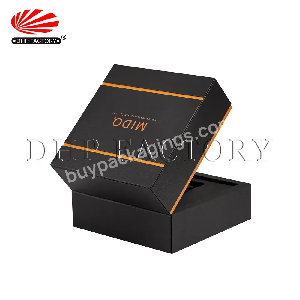 Luxury Black Cardboard Packaging Custom Gift Strap Watchbox Oem Paper Watch Box Logo