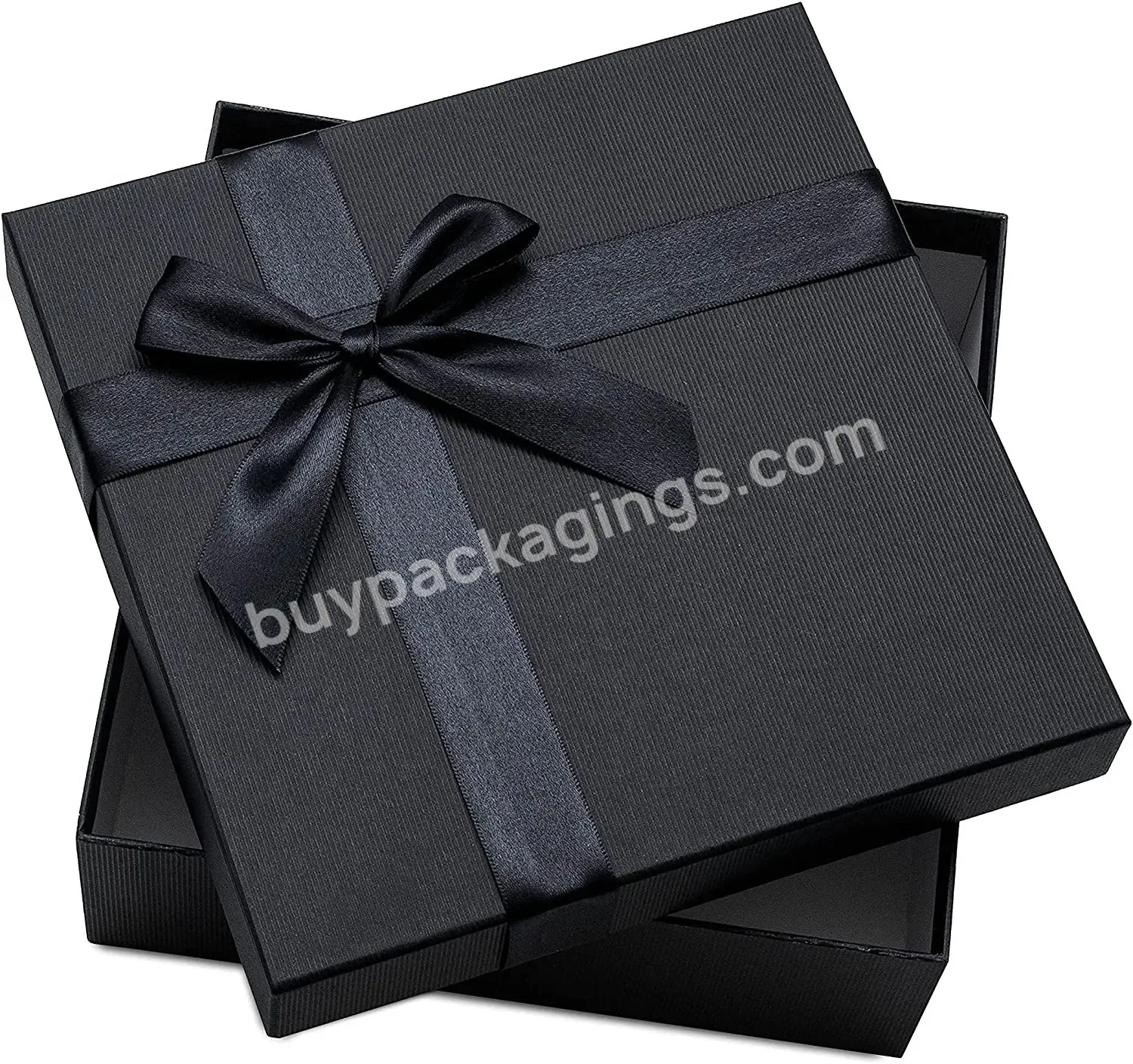 Luxury Black Gift Boxes Set With Elegant Ribbon Bows For Birthday Parties