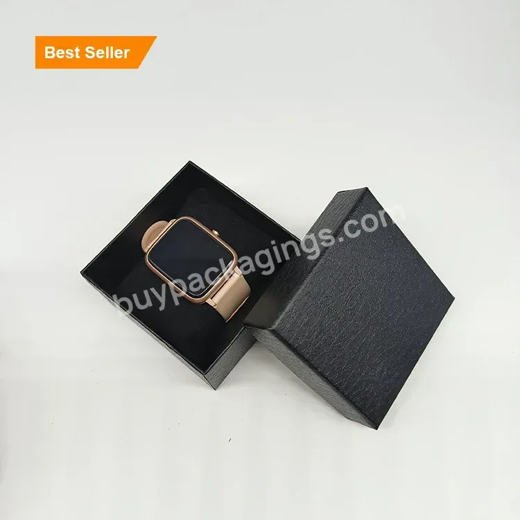 Luxury Black Gift Women Men Watch Storage Packaging Box Paper Cardboard Custom Logo Two Pieces Box With Sponge Insert