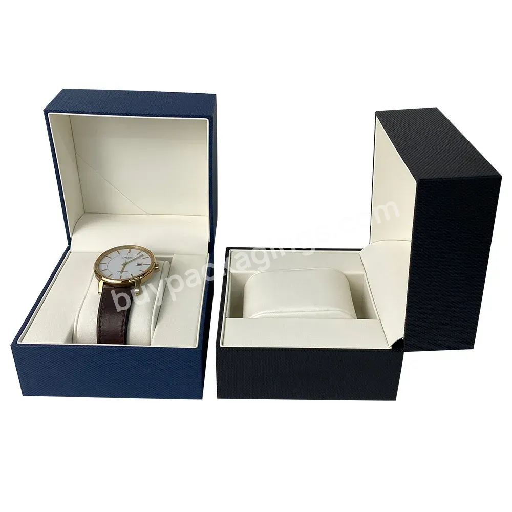 Luxury Brand Black Blue Base Pu Cardboard Luxury Gift Box Set Watch Box Bote Montre Logo Personnalis With Texture Paper Surface