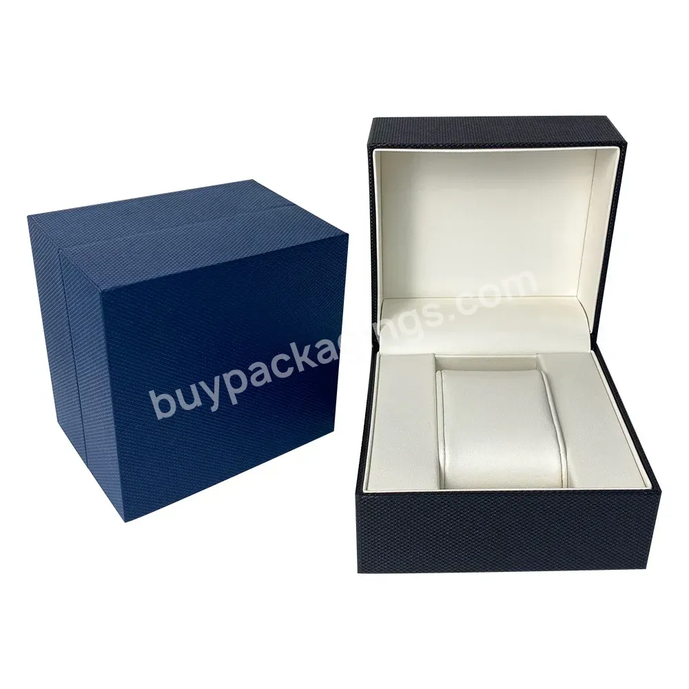 Luxury Brand Black Blue Base Pu Cardboard Luxury Gift Box Set Watch Box Bote Montre Logo Personnalis With Texture Paper Surface