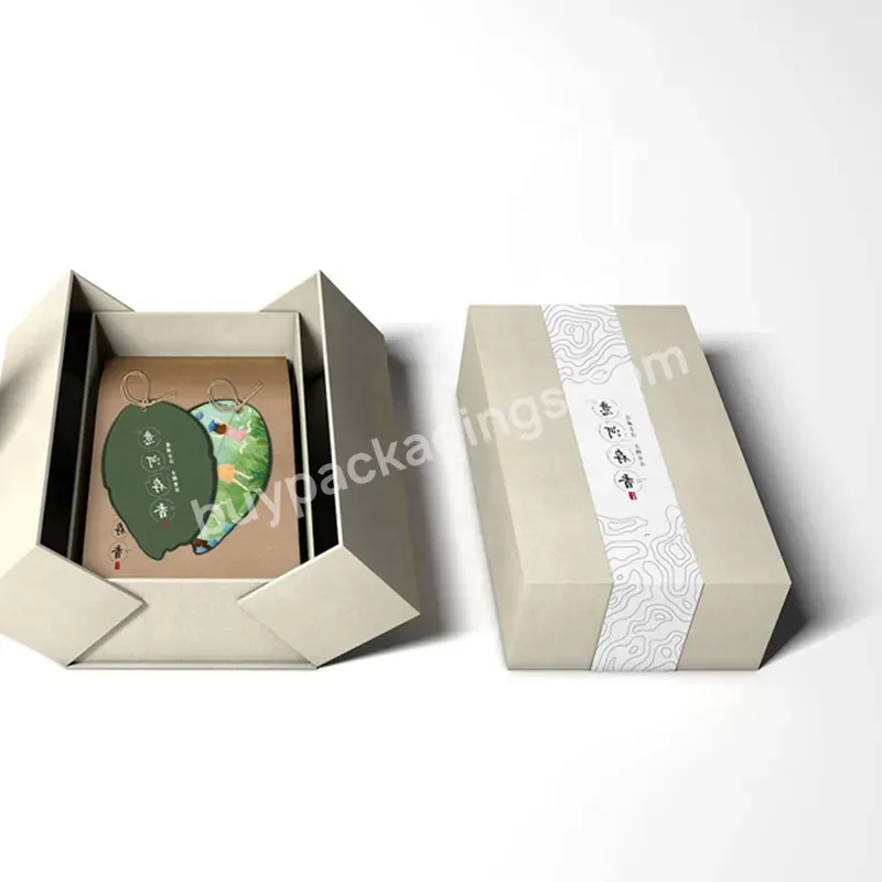 Luxury Creative Gate Fold Double Door Open In The Middle Tea Gift Packaging With Free Custom Printed Thank You Card