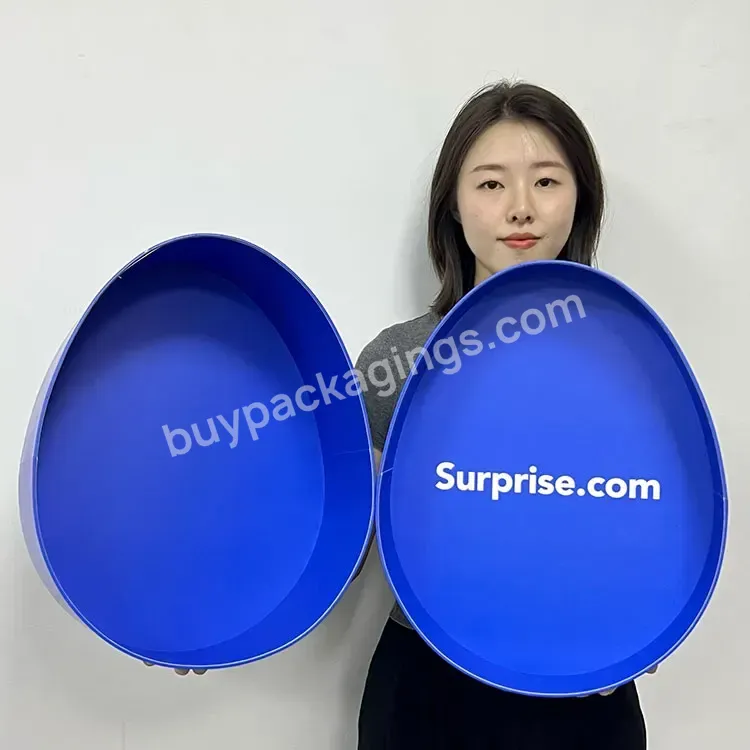 Luxury Custom Cardboard Fancy Printing Large Size Creative Easter Egg Shape Gift Box Lid And Base Box