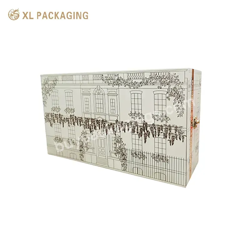 Luxury Customized Advent Calendar Box Packaging With 24 Days Drawers Slide Paper Box Suitcase Box - Buy Slide Collection Drawer Box,Custom 24 Days Calendar Box,Cosmetic Paper Suitcase Gift Box Packaging.