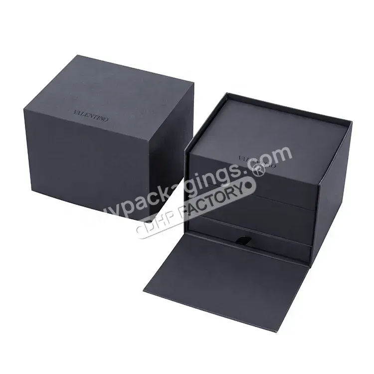 Luxury Fashion Oem Brand Black Cardboard Women Watch Jewelry Luxury Gift Box Set Automatic Drawer Watch Box With Velvet Tray