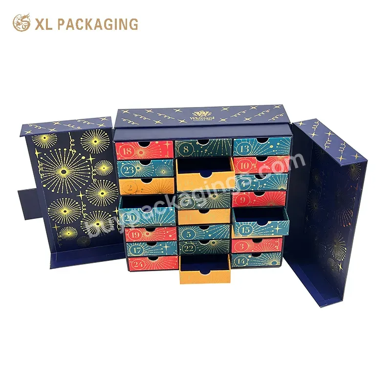 Luxury Gift Boxes Manufacturer Advent Calendar Box For Christmas 24 12 Day Christmas Countdown Advent Calendar For Tea Chocolate - Buy Full Gold Foil Luxury Gift Boxes Manufacturer,Chocolate Advent Calendar Box For Christmas With 24pcs Drawer Box,24