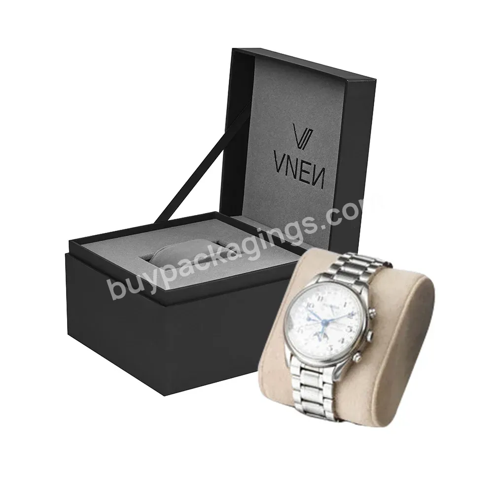 Luxury Handmade Flap Diagonal Flap Lid Cardboard Watch Box With Velvet Pillow